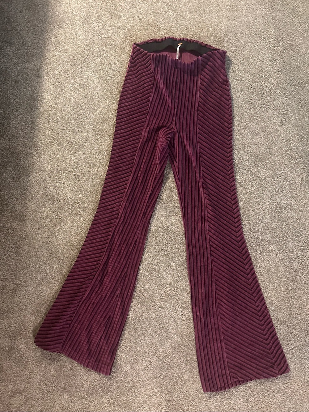 Free People Plum Ribbed Velvet flare pants